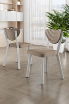 Set scaune 4 piese, Charlotte, Arfe, Cappuccino / Alb