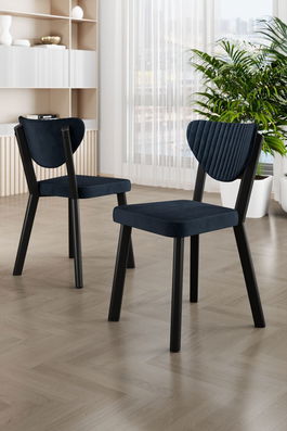 Set scaune 4 piese, Charlotte, Arfe, Antracit / Negru