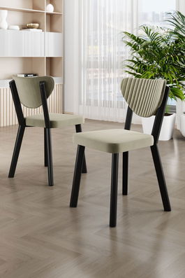 Set scaune 4 piese, Charlotte, Arfe, Crem/Negru