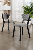 Set scaune 4 piese, Charlotte, Arfe, Gri/Negru