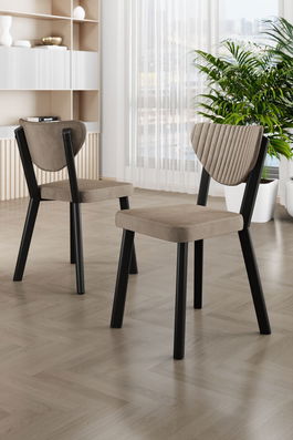 Set scaune 4 piese, Charlotte, Arfe, Cappuccino / Negru