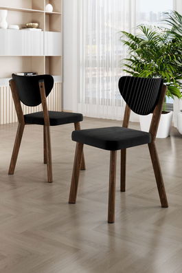 Set scaune 4 piese, Charlotte, Arfe, Negru/Maro