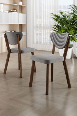 Set scaune 4 piese, Charlotte, Arfe, Gri/Maro