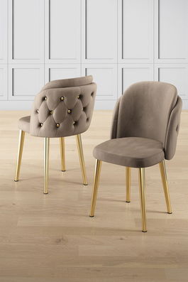 Set scaune 4 piese, Charlotte, Axle, Cappuccino / Aur