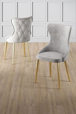 Set scaune 4 piese, Charlotte, Alpa, Gri / Auriu