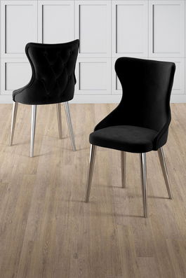 Set scaune 4 piese, Charlotte, Alpa, Negru / Crom