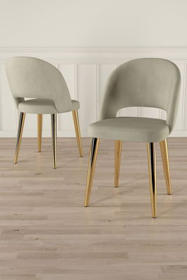 Set scaune 4 piese, Charlotte, Pane, Crem / Aur