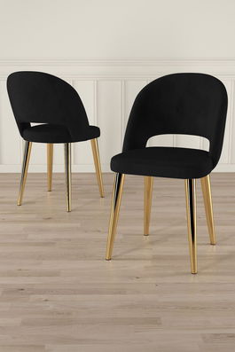 Set scaune 4 piese, Charlotte, Pane, Negru