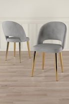 Set scaune 4 piese, Charlotte, Pane, Gri / Auriu