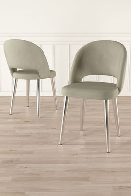 Set scaune 4 piese, Charlotte, Pane, Crem / Crom