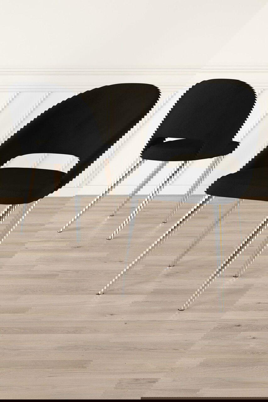 Set scaune 4 piese, Charlotte, Pane, Negru / Crom