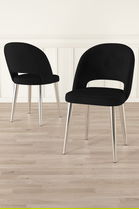 Set scaune 4 piese, Charlotte, Pane, Negru / Crom