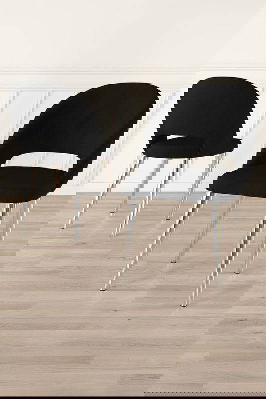 Set scaune 4 piese, Charlotte, Pane, Negru / Crom
