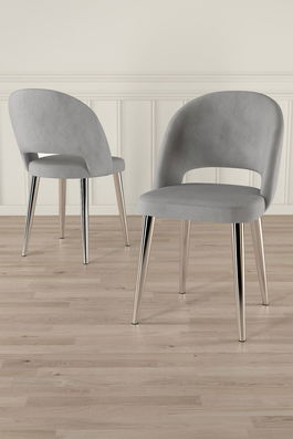 Set scaune 4 piese, Charlotte, Pane, Gri/Crom