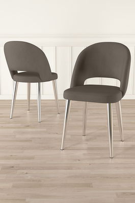 Set scaune 4 piese, Charlotte, Pane, Cappuccino / Chrome