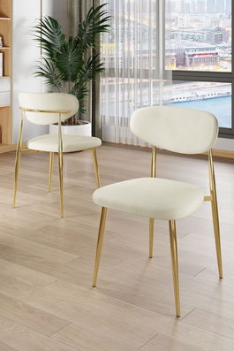 Set scaune 4 piese, Charlotte, Vina, Crem / Aur