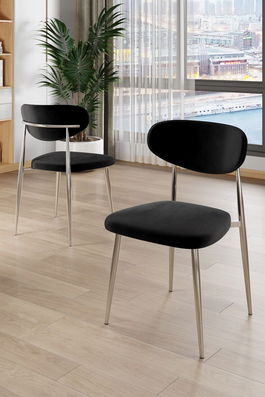 Set scaune 4 piese, Charlotte, Vina, Negru / Crom