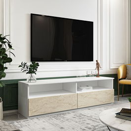 Comoda TV, Inarch, Centra, Alb / Travertin