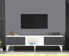 Comoda TV, Olivia, Arona, Alb / Antracit