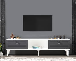 Comoda TV, Olivia, Arona, Alb / Antracit