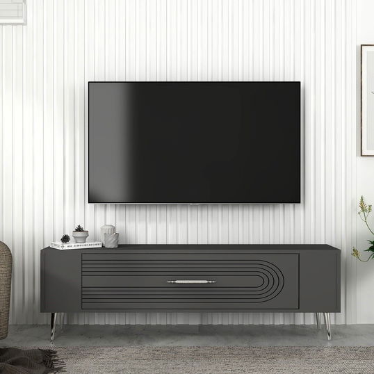 Comoda TV, Olivia, Retrol3, Antracit / Argintiu