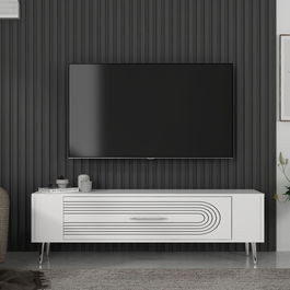 Comoda TV, Olivia, Retrol3, Alb / Argintiu