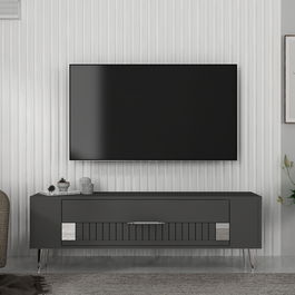 Comoda TV, Olivia, Retrolp4, Antracit / Argintiu