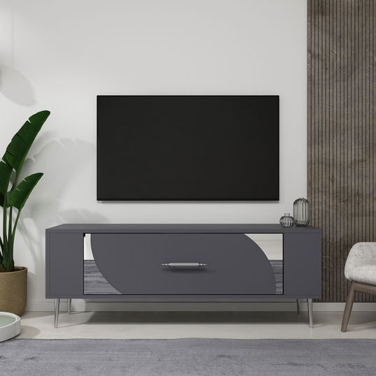 Comoda TV, Olivia, Retrop2, Antracit / Argintiu