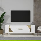 Comoda TV, Olivia, Retrop2, Alb/Auriu