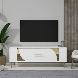 Comoda TV, Olivia, Retrop2, Alb/Auriu