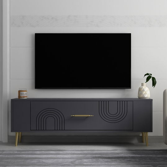 Comoda TV, Olivia, Retrol2, Antracit / Aur