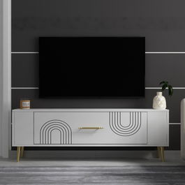Comoda TV, Olivia, Retrol2, Alb/Auriu