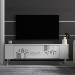 Comoda TV, Olivia, Retrol2, Alb / Argintiu