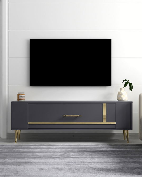 Comoda TV, Olivia, Retrop1, Antracit / Aur