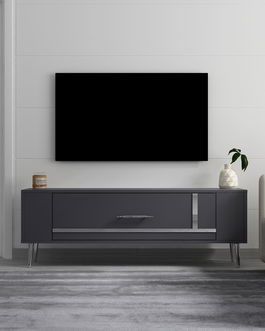 Comoda TV, Olivia, Retrop1, Antracit / Argintiu