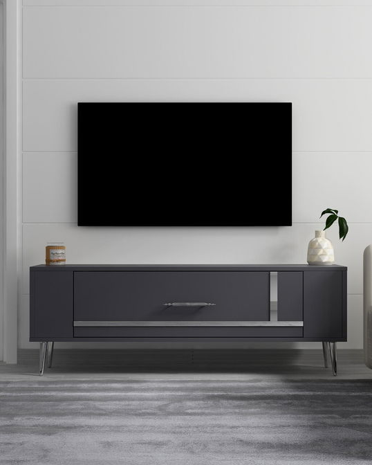 Comoda TV, Olivia, Retrop1, Antracit / Argintiu