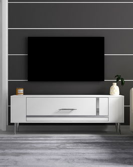 Comoda TV, Olivia, Retrop1, Alb / Argintiu