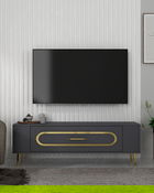 Comoda TV, Olivia, Retrop3, Antracit / Aur