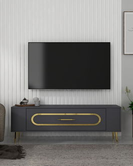 Comoda TV, Olivia, Retrop3, Antracit / Aur