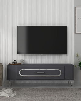 Comoda TV, Olivia, Retrop3, Antracit / Argintiu
