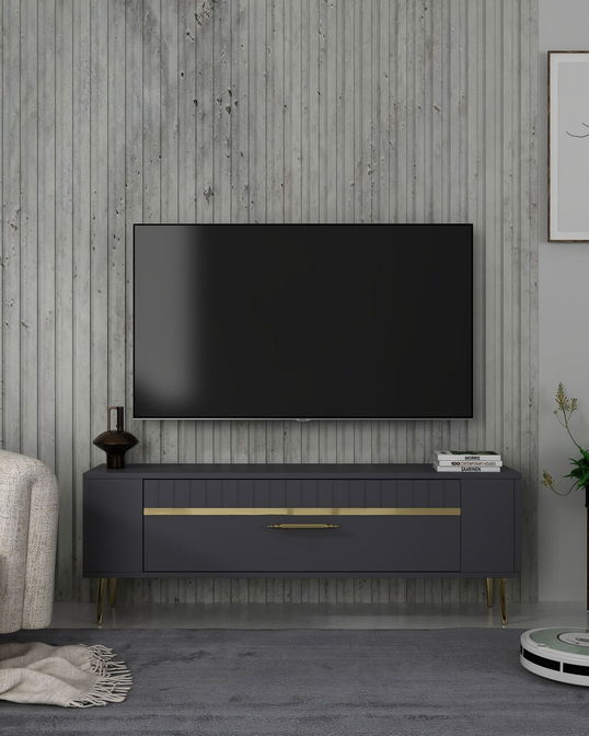 Comoda TV, Olivia, Retrolp1, Antracit / Aur
