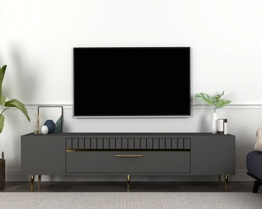 Comoda TV, Olivia, Dekolp1, Antracit / Aur