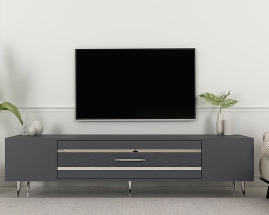 Comoda TV, Olivia, Dekolp2, Antracit / Argintiu