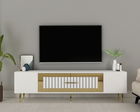 Comoda TV, Olivia, Dekolp3, Alb/Auriu