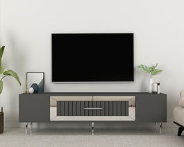 Comoda TV, Olivia, Dekolp3, Antracit / Argintiu