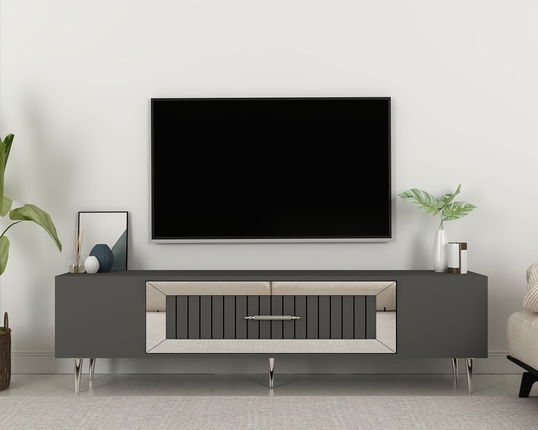 Comoda TV, Olivia, Dekolp3, Antracit / Argintiu