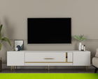 Comoda TV, Olivia, Dekop1, Alb/Auriu