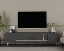 Comoda TV, Olivia, Dekop1, Antracit / Argintiu