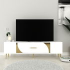 Comoda TV, Olivia, Dekop2, Alb/Auriu