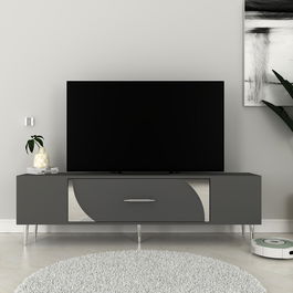 Comoda TV, Olivia, Dekop2, Antracit / Argintiu